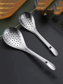 Stainless Steel Strainer + Large Frying Scoop, 2-In-1 Pasta Strainer And Frying Scoop, Kitchen Accessories, Essential Kitchen Tool Gift, Space-Saving Kitchen Storage, Christmas Kitchen Gift - Silver - View 15