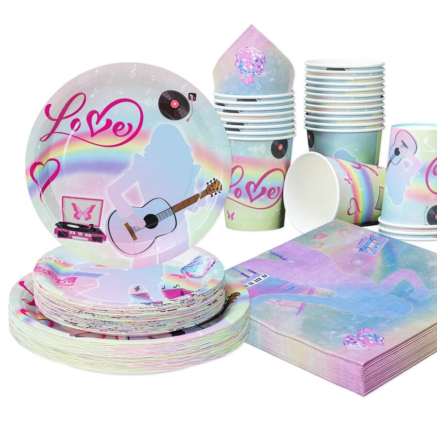25pcsStar Party Tableware Set - Disposable Plates, Napkins, Cups, Suitable For 25 Guests, Ideal For Birthday Parties, Family Picnics