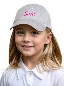قبعة بيسبول قابلة للتخصيص بشعار نص للأطفال الأولاد والبنات، لون أحادي، قبعة واقية من الشمس للخارج، تنفس وحماية من الأشعة فوق البنفسجية - متعدد الألوان - مشاهدة 3