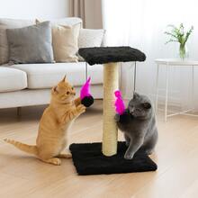 Scratching Post With Double Sisal Cat Toy - Black - View 2