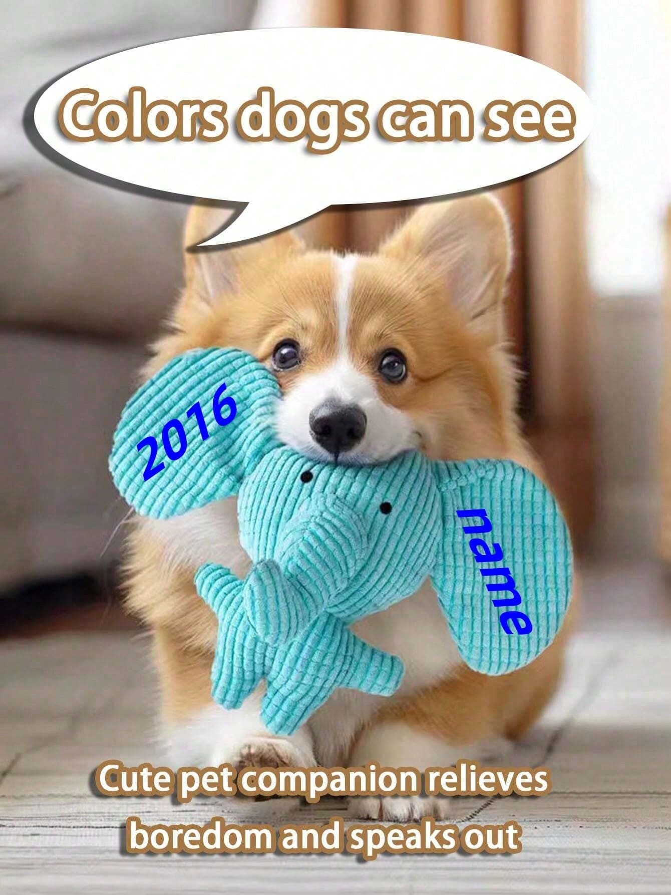 1 قطعة لعبة كلب ناعمة على شكل فيل أزرق مزقزق قابلة للتخصيص باسم الكلب، لعبة فيل فريدة مع طباعة نص مخصص، لعبة مضغ للكلاب الصغيرة/المتوسطة، مستلزمات أساسية للحيوانات الأليفة أثناء التسنين، هدية عيد الميلاد ورأس السنة