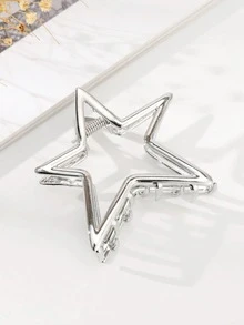 1个极简镂空星形金属发爪夹，适合日常佩戴，可作发夹、发卡、发夹、发饰、抓发夹，秋冬季女士发饰，适合度假、夏季海滩、假日、旅行、节日、派对等场合。 - 銀色 - 查看 6