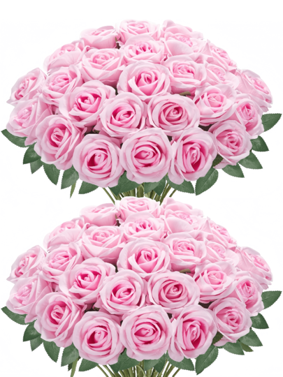 5/10Pcs Gradient Pink Rose Artificial Flowers, Elegant Realistic Silk Rose Bouquet With Long Stems,Bridal Rose Bouquet,For Home Decor,Room Decor,Wedding Decoration,Table Decoration,Party Decorations,Birthday Decoration,Garden Decor,Indoor Outdoor Decor, Christmas DIY Decor