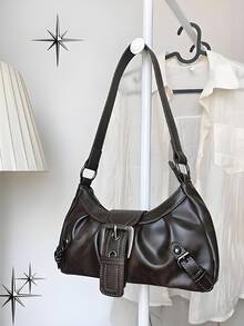 1pc Women Retro Biker Chic Studded Adjustable Strap Crossbody Bag, Large Capacity Soft Gradient Leather Shoulder/Underarm Bag, Suitable For Work, Dating, Parties, Vintage Bag For Women, Halloween Purse Perfect For Fancy Party Halloween Fashion & Gothic Fashion,1pc Women Retro Biker Chic Studded Adjustable Strap Crossbody Bag, Large Capacity Soft Gradient Leather Shoulder/Underarm Bag, Suitable For Work, Dating, Parties, Vintage Bag For Women, Halloween Purse Perfect For Fancy Party Halloween Fashion & Gothic Fashion,Christmas Gifts,Christmas Gifts,Crossbody Bags For Women,Christmas Decorations - 棕色 - 查看 5