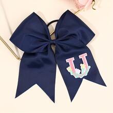 1pc Letter Print Big Bow Hair Scrunchie, 26 Letters A-Z Embroidered Polyester Girly Hair Accessory, Student Initial Letter Hair Tie - Multicolor - View 34