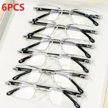 cabecade 6pcs Frameless Reading Glasses, PC Material, Lightweight, Comfortable, Anti-Fatigue, Perfect For Computer Use And Reading Beach Accessories For Women Glasses Shades For Summer Beach Vacation,Outdoor,Travel - Black - View 2