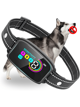 Rechargeable Smart Anti-Bark Dog Collar, 4 Modes Combination, Color Screen, 8 Adjustable Sensitivity Levels Of Beep, Vibration And Shock, Suitable For Small, Medium And Large Dogs, Anti-Barking Training Supplies