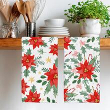 2 peças de toalhas de cozinha com estampa de poinsétia em aquarela minimalista, panos de prato de poliéster macio, adequados para decoração de cozinha, limpeza, decoração de festas de fim de ano, itens essenciais para cozinha e banheiro, decoração de casa, presente de inauguração - Multicolorido - Ver 8