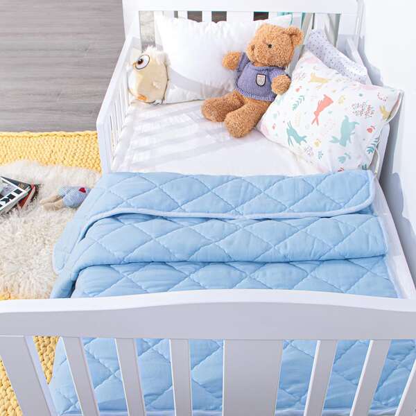 Super Soft Teen Quilt - Lightweight, Warm, And Breathable Comforter For Teens Sleeping, Naps, And Travel, Machine Washable, Solid Color - Sky Blue, 39x59 Inches