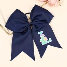 1pc Letter Print Big Bow Hair Scrunchie, 26 Letters A-Z Embroidered Polyester Girly Hair Accessory, Student Initial Letter Hair Tie - Multicolor - View 14