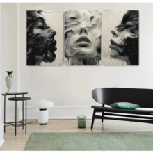 3 件/套帆布画 - 无框、抽象女性面孔、海报和印刷品、客厅、图书馆、办公室、咖啡厅、酒吧、抽象艺术、完美的生日、节日礼物、情人节、复活节彩蛋 - 黑色 - 查看 12