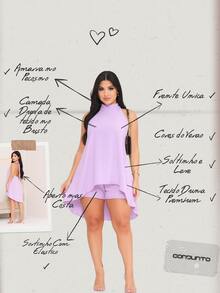 Women's Loose Halter Jumpsuit Set In Fresh Duna Fabric - Lilac - View 2