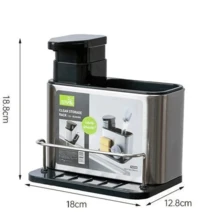 Detergent Holder Dispenser Liquid Soap Sponge Loofah Stainless Steel Drainer Organizer Kitchen Utensils Cutlery - Đen Z088 - Xem 2