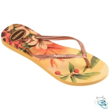 Havaianas Slim Tropical Summer Floral Delicate Women's Original Flip-Flop Sandal - Vàng/Cajá - Xem 4