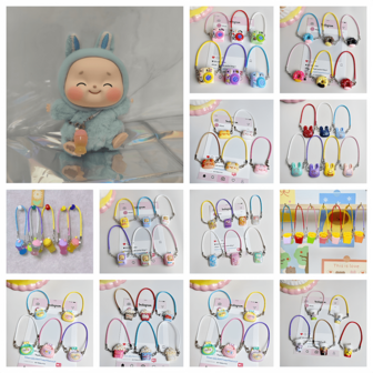 10 件装（不含娃娃）树脂卡通迷你挂绳，渐变冰淇淋杯造型，带一个或两个钉子，创意 DIY 小娃娃背包挂件配件，实验室帆布配件钥匙扣挂件，包包挂件，派对礼物，钉子位置随机发货（绳子颜色随机，任何颜色都有可能）。