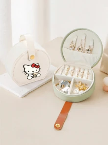 Sanrio 1pc Portable Jewelry Case Small Jewelry Boxes For Women Simple Home Jewelry Organizer Travel Organizer Fine Mini Storage Box For Earrings Travel Jewelry Zipper Case For Earrings Rings Necklaces Bracelets Portable Mak
