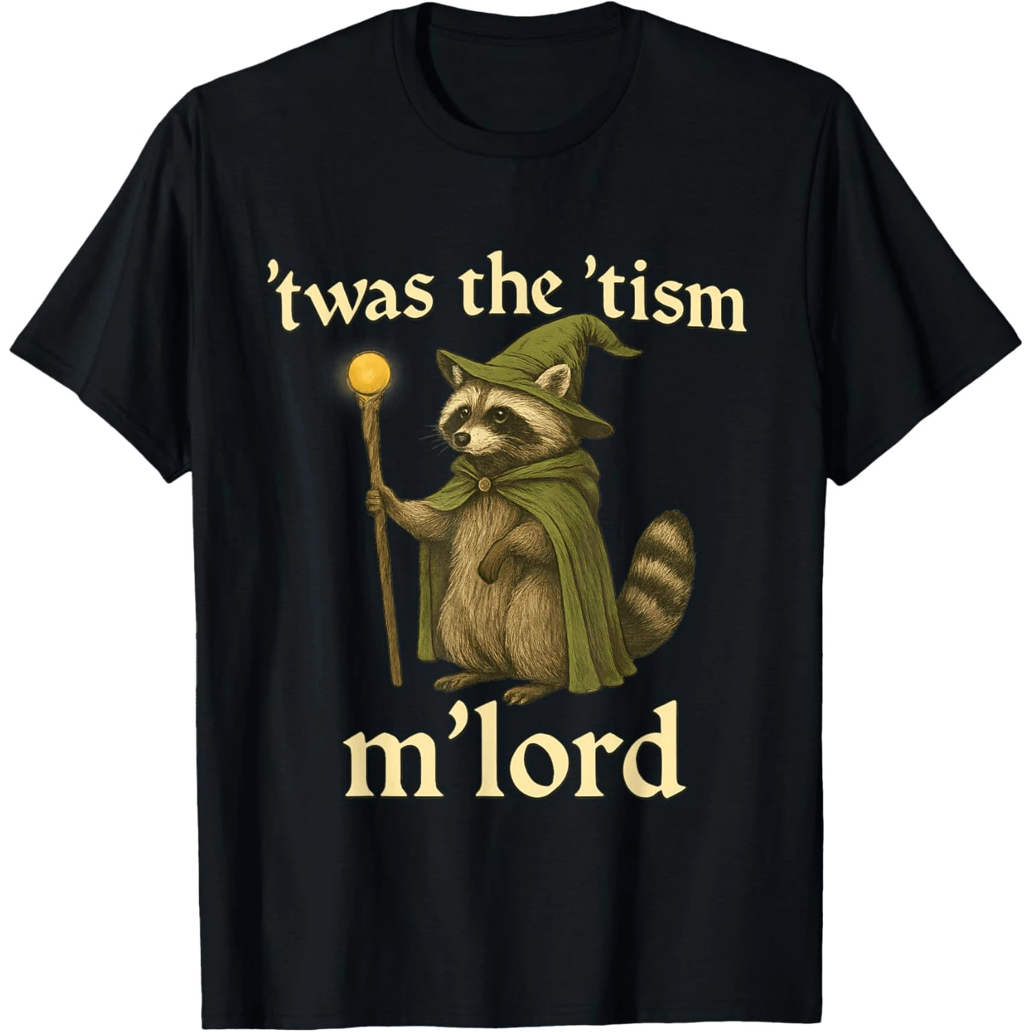 Funny Autistic Autism Gen Z Meme Tees 'Twas The Tism M'lord T-Shirt - 黑色5 - 查看 1