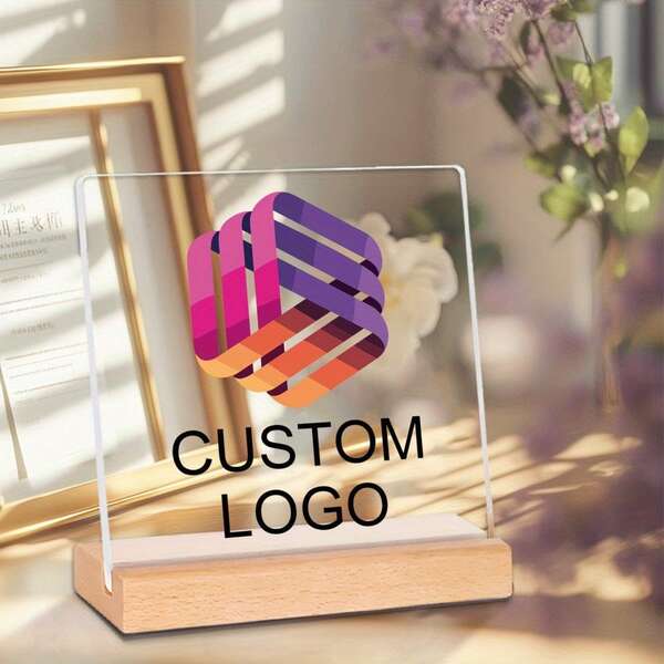 2D Plat 1pc Customizable Acrylic Logo Display Board Personalized Corporate Sign, Versatile Indoor & Outdoor Decor, No Electricity Needed.