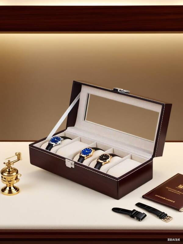 Random Style High-Capacity Leather Watch Storage Box, Jewelry Display Case, Mechanical Watch Organizer Box With Lock, Large Capacity Home Storage Box