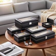 Hochwertige Leder Uhrenbox mit großer Kapazität, Schmuckaufbewahrung, mechanische Uhrenvitrine mit Schloss, Großraum Aufbewahrungsbox für Zuhause