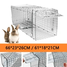 PORIYA Extra Large Humane Animal Trap Cage For Fox, Cat, Possum, Rabbit & Rat Heavy-Duty Steel Construction W/ Auto-Lock Door Collapsible For Storage - Silver - View 2
