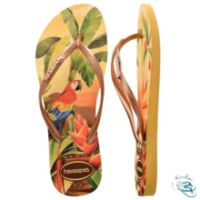 Havaianas Slim Tropical Summer Floral Delicate Women's Original Flip-Flop Sandal - Vàng/Cajá - Xem 2