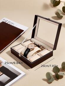 Hochwertige Leder Uhrenbox mit großer Kapazität, Schmuckaufbewahrung, mechanische Uhrenvitrine mit Schloss, Großraum Aufbewahrungsbox für Zuhause