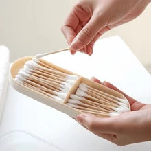 1 件旅行棉签盒、塑料容器分配器、便携式棉签和化妆垫收纳盒、发带容器、小型便携式棉签和珠子收纳盒（带盖）