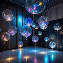 10/20 Pack LED Balloons, 24 Inches Light Up Balloons, Clear Helium Bobo Balloons, Glow Bubble With String Lights For Valentines Day, Halloween, Christmas, Wedding, Birthday Party Decoration - 彩色 - 查看 6