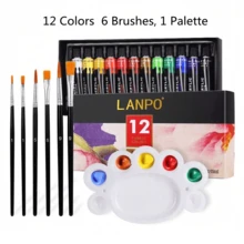 12/24 Colors Fabric Paint Set For Clothes With 6 Brushes, 1 Palette,Permanent Textile Puffy Paint Kit For Shoes, Canvas,14/26 Colors, 30ml/1.01oz Each Tube,12 Colors Fabric Paint Set,12ml(0.4oz)Each Tube
