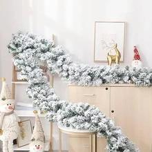 Christmas Garland,9FT Snow Flocked Christmas Garland, Snowy Artificial Christmas Garland, Winter Frosted Holiday Pine Garland White Cedar Garland,White Winter Frosted Holiday Pine Wreath, Flexible PVC Garland For Xmas Tree Stairs Fireplace Mantel, Front Door, Window Decor,Tree Christmas Tree Snow Garland Decor Home Decor Christmas Decorations Room Decor