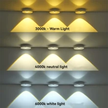 1/3/6pcs LED Rechargeable Small Spotlight, Human Body Sensing Night Light, Ambient Light And Shadow Light, Three Color Dimming/Magnetic Installation/Remote Control And Human Body Sensing/Sensing Mode Or Full Light Mode Can Be Freely Switched, Suitable For Display Cabinets/Wardrobes/Cabinets, Etc. (250mAh)