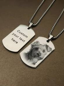 Colar com Pingente Personalizado com Foto e Texto Gravados a Laser - Personalizável com Nome, Foto, Aniversário - Corrente Preta/Prateada/Dourada - Presente Ideal para Aniversário, Formatura, Dia dos Namorados - Item Comemorativo Elegante e Boho - Gravação a Laser de Alta Qualidade - Adequado para Ocasiões Casuais e Formais, Colar com Pingente de Placa de Identificação, Toque Metálico, Presente Sensorial, Design Clássico, Material Durável, Moda Feminina - Multicolorido - Ver 11