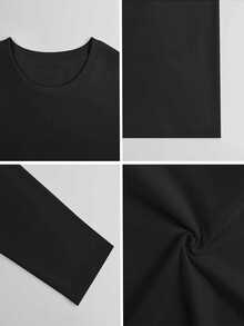 Men's Casual Long Sleeve TShirt With Flame Rose Graphic Print, Stylish & Comfortable 100% Cotton Tee,  Streetwear Top For Men, Fashion Forward Design & Excellent Quality. - 黑色 - 查看 5