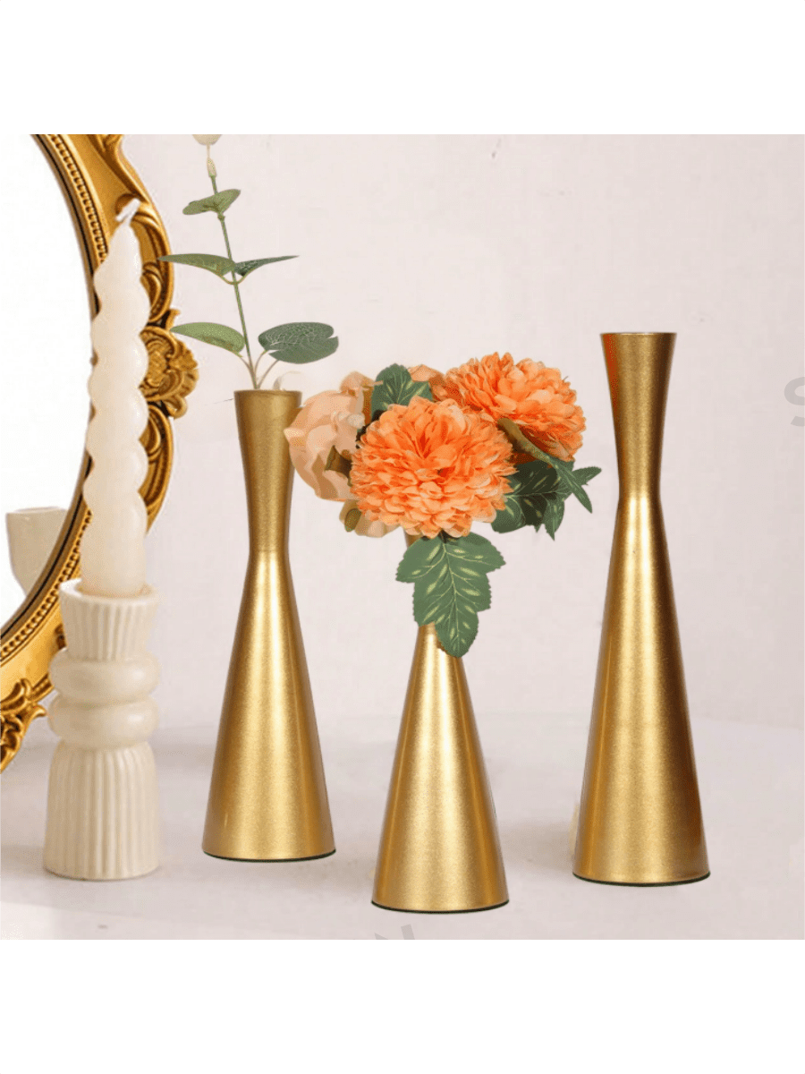 1 pieza/3 piezas Florero de hierro con diseño de flores, simple y romántico para decoración de mesa en bodas, cenas a la luz de las velas, hogar, centro de mesa, decoración de habitación, decoración del hogar, florero de vidrio