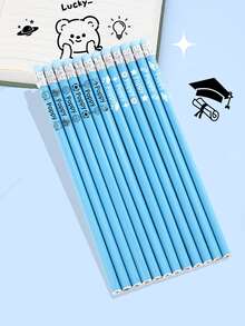 12支/套 可定制姓名印花粉蓝铅笔，个性化铅笔，适合小学生，学校书写考试礼物，教师礼物，返校礼物，派对礼品，生日礼物，企业礼品，优雅定制铅笔，送给他的礼物，送给朋友的礼物，可定制教师铅笔，现代，可爱，适合作为生日礼物 - 彩色 - 查看 5