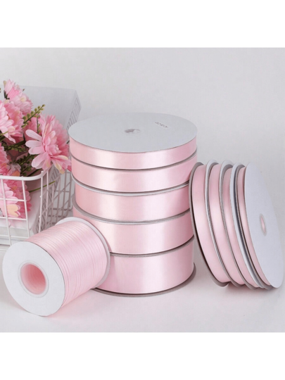1 Roll Light Pink/Red Polyester Ribbon Bouquet Packaging Ribbon (Size 0.6/1/1.5/2/2.5/3.8/5cm), For DIY Crafts, Gift Wrapping, Wedding Decoration, Bow Making, Wedding Candy Box Packaging, Christmas And Party Decoration, Wedding Invitations, Holiday Decoration