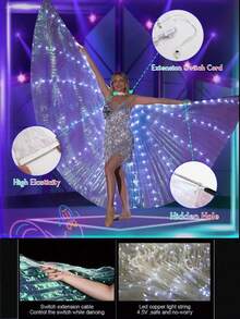 Ailes colorées et lumineuses, cape, danse du ventre, Halloween, carnaval, accessoire de scène, fête