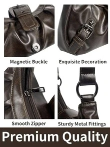 1pc Women Retro Biker Chic Studded Adjustable Strap Crossbody Bag, Large Capacity Soft Gradient Leather Shoulder/Underarm Bag, Suitable For Work, Dating, Parties, Vintage Bag For Women, Halloween Purse Perfect For Fancy Party Halloween Fashion & Gothic Fashion,1pc Women Retro Biker Chic Studded Adjustable Strap Crossbody Bag, Large Capacity Soft Gradient Leather Shoulder/Underarm Bag, Suitable For Work, Dating, Parties, Vintage Bag For Women, Halloween Purse Perfect For Fancy Party Halloween Fashion & Gothic Fashion,Christmas Gifts,Christmas Gifts,Crossbody Bags For Women,Christmas Decorations - 棕色 - 查看 7