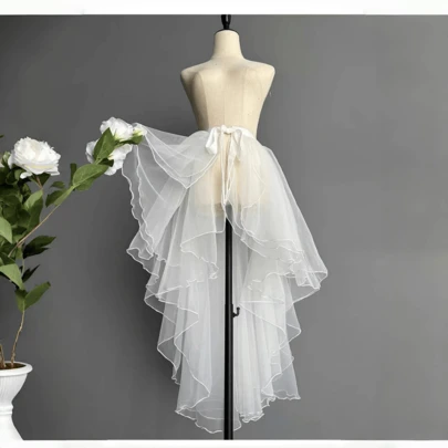 1pc This One-Piece Women's Irregular Hem Dress Is Available In White, Black, Red, Purple, And Fuchsia. Suitable For Weddings, Banquets, Performances, Parties