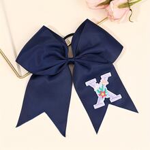 1pc Letter Print Big Bow Hair Scrunchie, 26 Letters A-Z Embroidered Polyester Girly Hair Accessory, Student Initial Letter Hair Tie - Multicolor - View 30