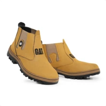 Kit Botina Masculina Bota Com Elástico Com Chinelo Caterpillar Calce Fácil Trabalho Passeio Dia a Dia Festas Resistente Elegante Com Carteira Alta Qualidade