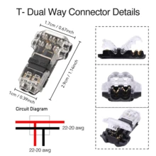 10/20 件双线连接器，2 针 2 端口，PVC 绝缘，铜触点材料，快速连接端子，非通电电源模式，带锁定夹，用于 LED 灯串连接
