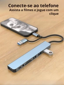 Hub Adapter 7 Ports USB 2.0 USB 3.0 Hub Type C 7 In 1 Usb 3.0 Usb-C USB-C Input - 灰色 - 查看 6