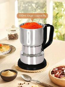 1pc High Capacity Electric Grinder, 304 Stainless Steel Blades, One-Touch Operation, Multi-Function Grinding Machine, Chinese Herbal Medicine Grinder, Universal Grain, Spice, Coffee & Herb Grinder, Precision Grinder, Coffee Bean Grinder, Food Processor, Portable Blender - EU C Type Plug(220-240V) - View 6