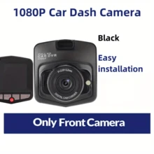 Cámara de salpicadero HD 1080P con pantalla LCD de 2.4", grabación en bucle, monitoreo de estacionamiento 24/7, detección de movimiento y visión nocturna - DVR Full HD para vehículos, montaje adhesivo fácil, alimentado por encendedor de cigarrillos, incluye accesorios - Regalo navideño