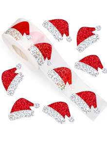 500 Stück Weihnachtsmützen Aufkleber, wasserfeste selbstklebende Aufkleber für Umschläge, Tagebücher, Dekorationen, Partyzubehör, geeignet für Raumdekoration, Heimdekoration, Geburtstagsdekorationen, Weihnachten, Weihnachtsdekoration, Weihnachtsdekor für Zuhause, Weihnachtsgeschenke, Geburtstagszubehör Winter