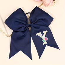 1pc Letter Print Big Bow Hair Scrunchie, 26 Letters A-Z Embroidered Polyester Girly Hair Accessory, Student Initial Letter Hair Tie - Multicolor - View 20