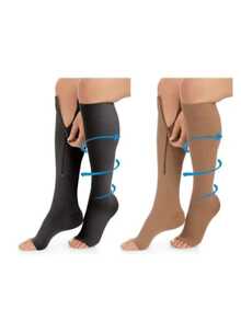 Pair Of Compression Socks With Zipper For Various Treatments - Màu be - Xem 6