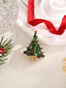 1 件卡通圣诞系列金属胸针，圣诞老人、圣诞树、圣诞帽、驯鹿、圣诞礼盒形状，可自由组合，增添节日气氛，理想的派对礼物，送给朋友和家人的完美礼物